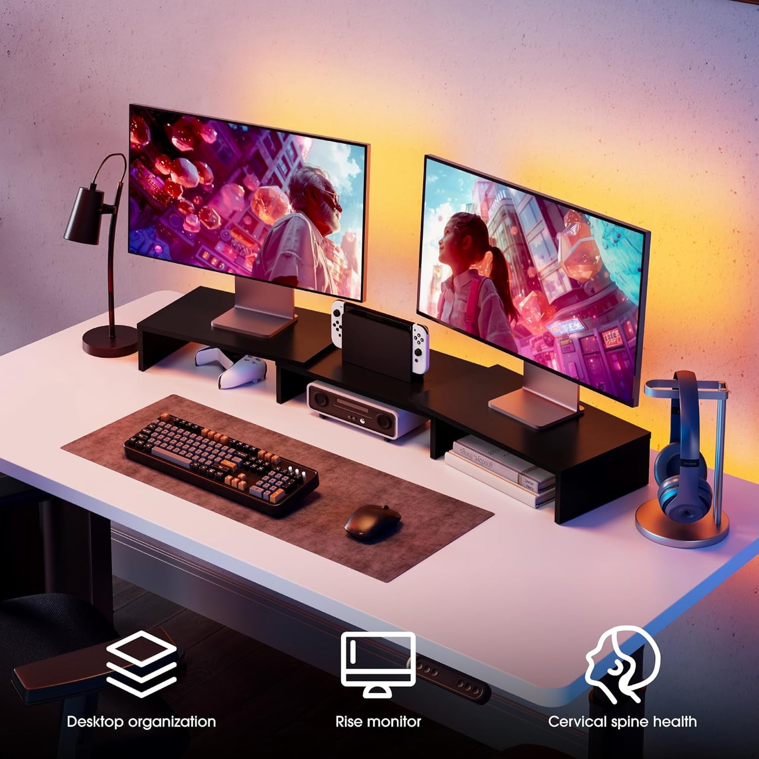 Angle Adjustable Triple Riser (Dual Monitor/Monitor+Laptop)